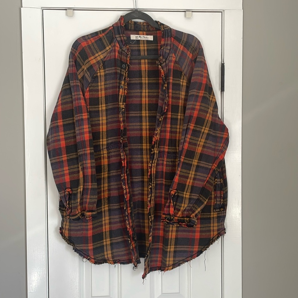 We The Free Summer Daydream Plaid Button down Size Med (oversized with pockets)